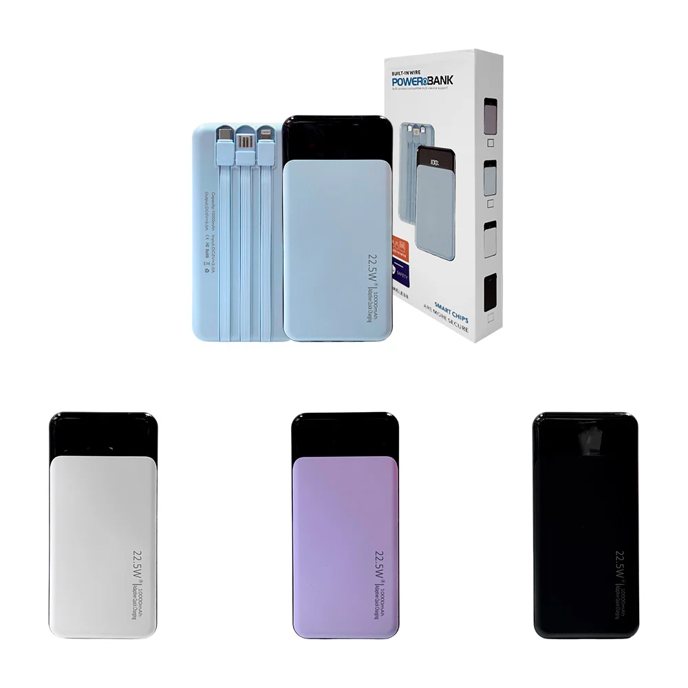 Power bank de 10000mah con pantalla led cables de carga, 2 puertos us…