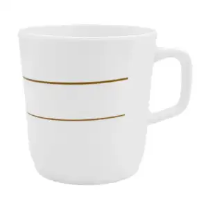 Taza de melamina blanca con rayas doradas, 90g / A1183
