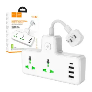 Multicontacto con 2 enchufes tomacorrientes, 3 puertos usb y 1 tipo c…