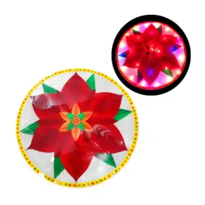Adorno colgante redondo, navideño con estampado de nochebuena y luces…