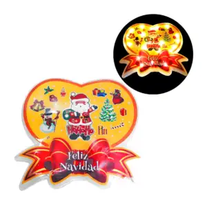 Adorno colgante led navideño en forma de corazón con moño y estampado…