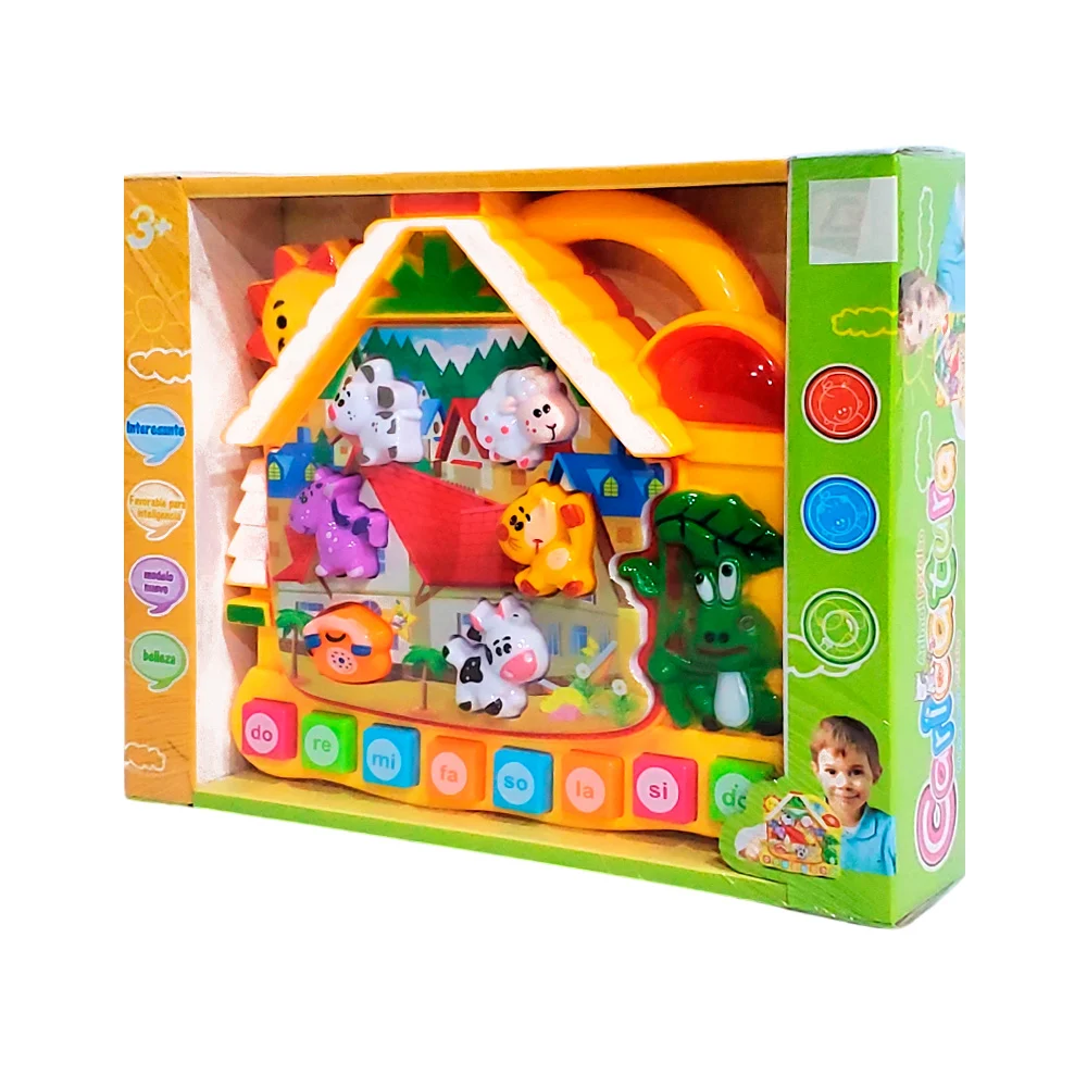 Piano musical interactivo con botones de animales, luces y varios mod…