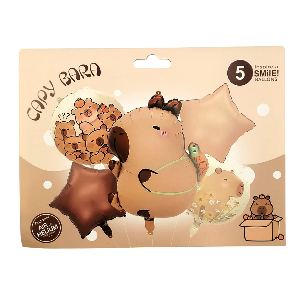 Set de cinco globos metálicos para fiesta con forma y estampado de ca…