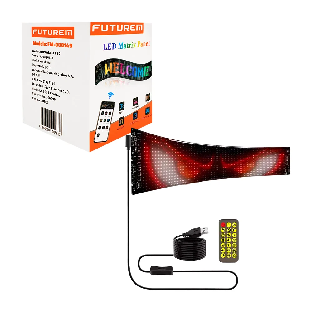 Mini letrero led 35x10cm flexible futurem, personalizable, variedad d…