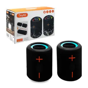 Set de dos bocinas cilíndricas montables, con botones laterales y luz…