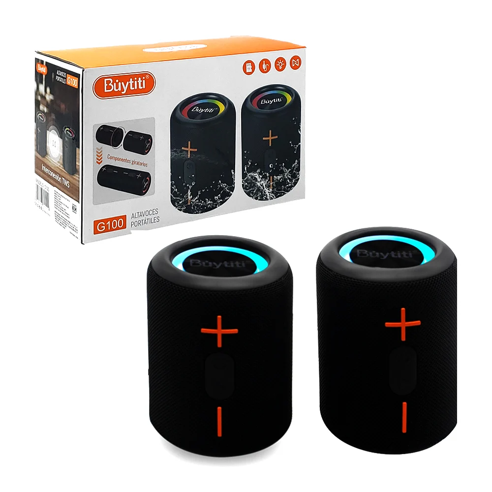 Set de dos bocinas cilíndricas montables, con botones laterales y luz…
