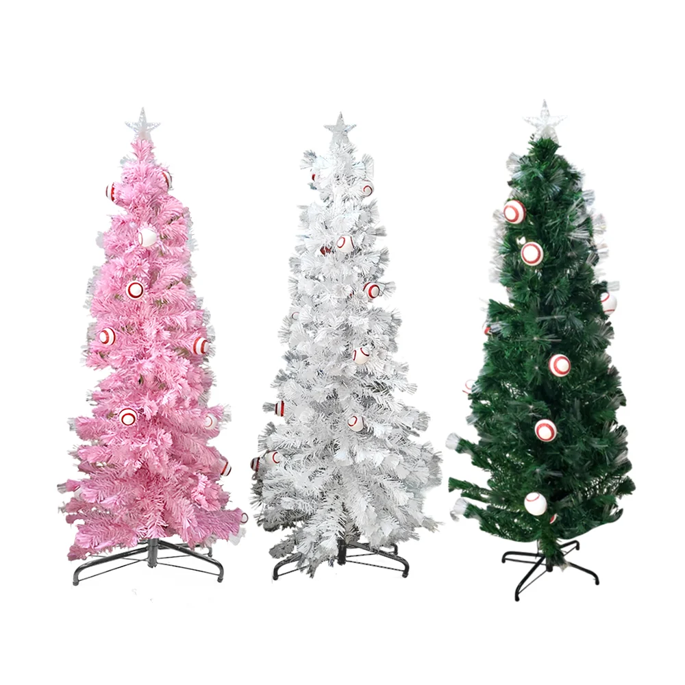 Árbol navideño de fibra óptica multicolor y esferas, variedad de colo…