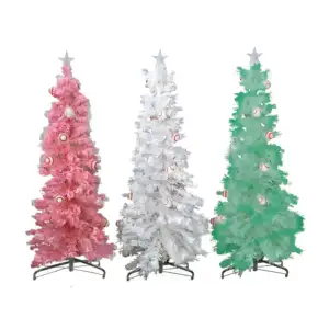 Árbol navideño grande con fibra óptica, esferas, base metálica, color…