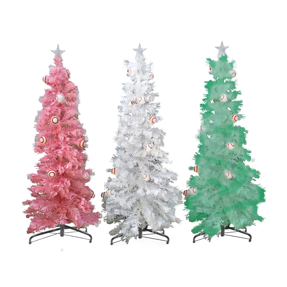 Árbol navideño grande con fibra óptica, esferas, base metálica, color…