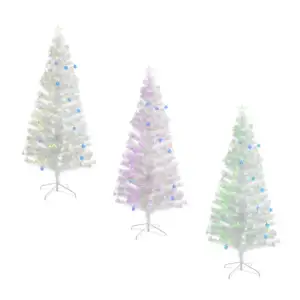Árbol de navidad blanco con fibra óptica y estrellas luminosas multic…