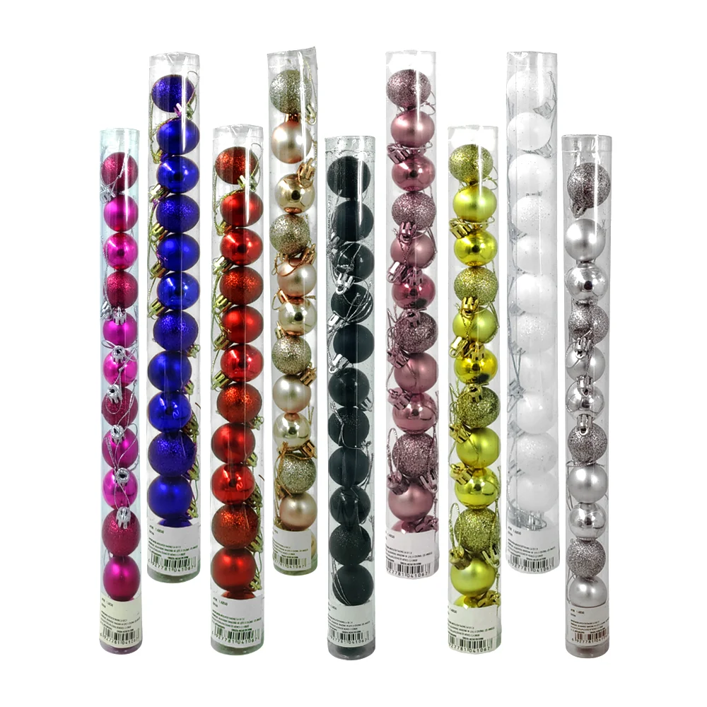 Tubo con 12 mini esferas navideñas de 2.5cm, variedad de colores / j4…