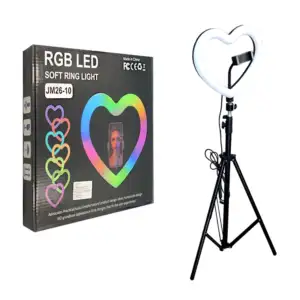 Aro de iluminación rgb de 10 pulgadas en forma de corazón con tripie