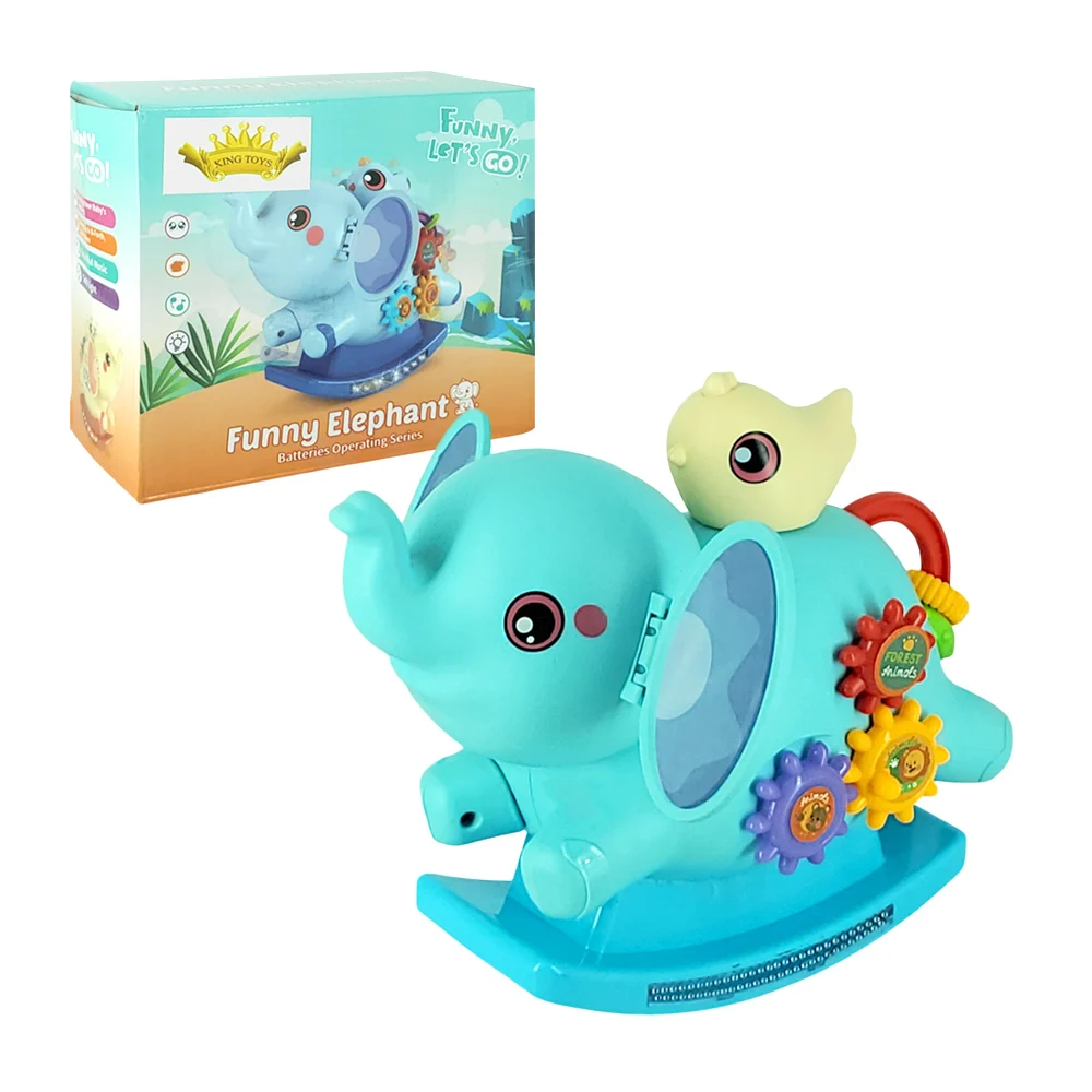 Juguete móvil con forma de elefante mecedor con engranajes y pollito …