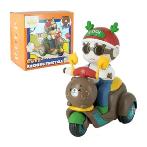 Juguete móvil musical de muñeco en motocicleta con forma de oso + luz…