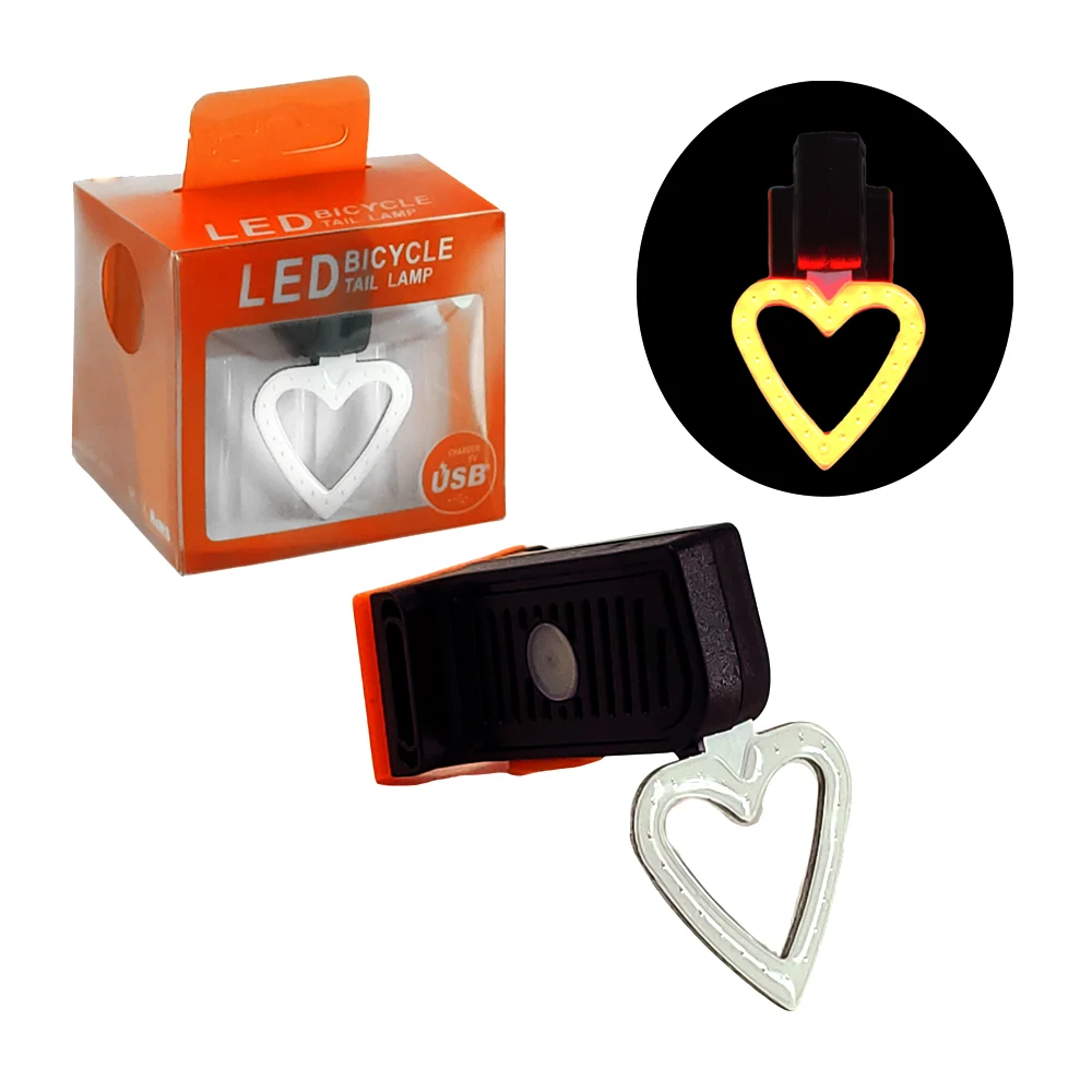 Lámpara trasera para bicicleta, con forma de corazón y 5 modos de ilu…
