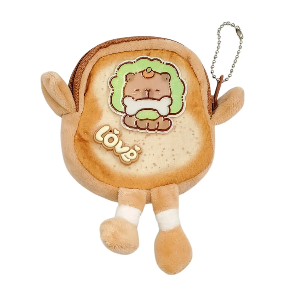 1pza Mini monedero afelpado en forma de rebanada de pan y pin de capi…