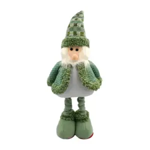 Adorno estirable chico de santa claus afelpado en color verde con gris