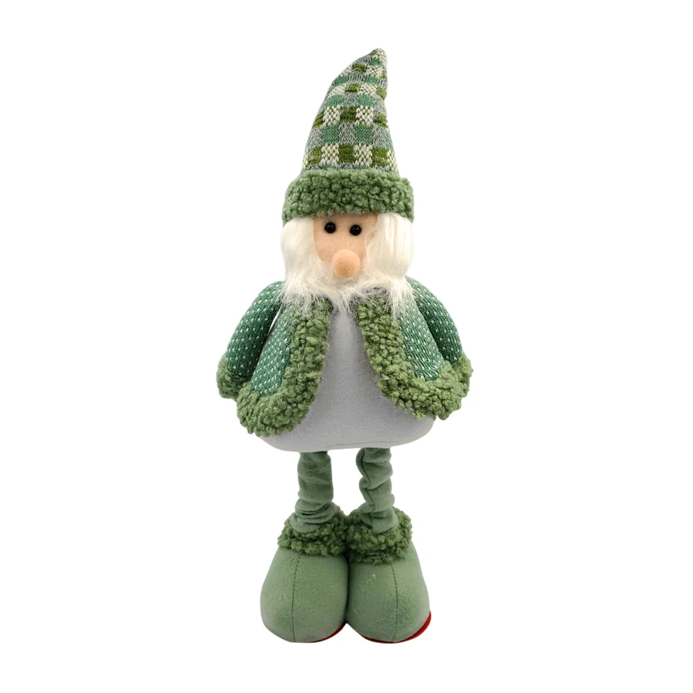 Adorno estirable chico de santa claus afelpado en color verde con gris