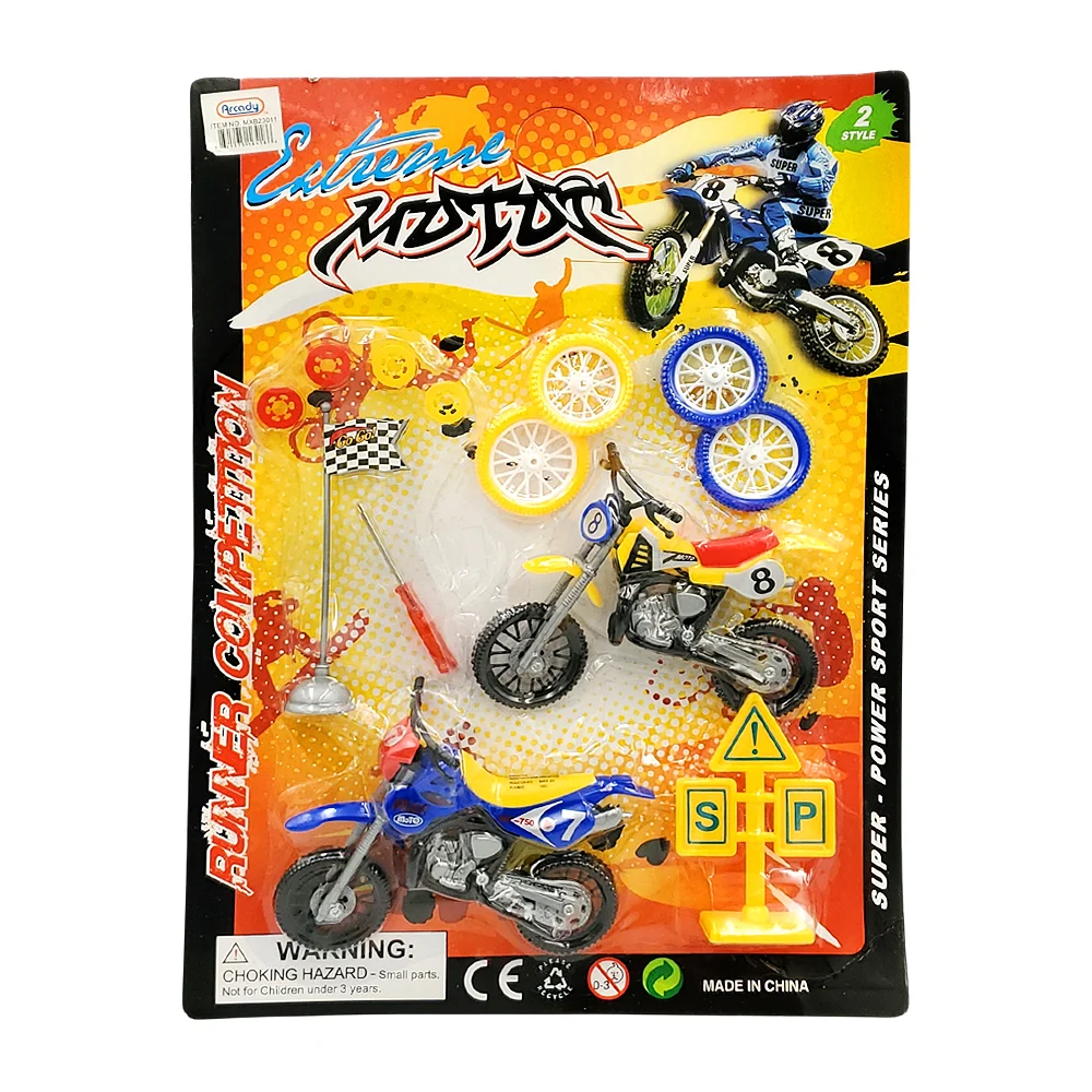 Blíster de dos motocicletas plásticas infantiles con piezas intercamb…
