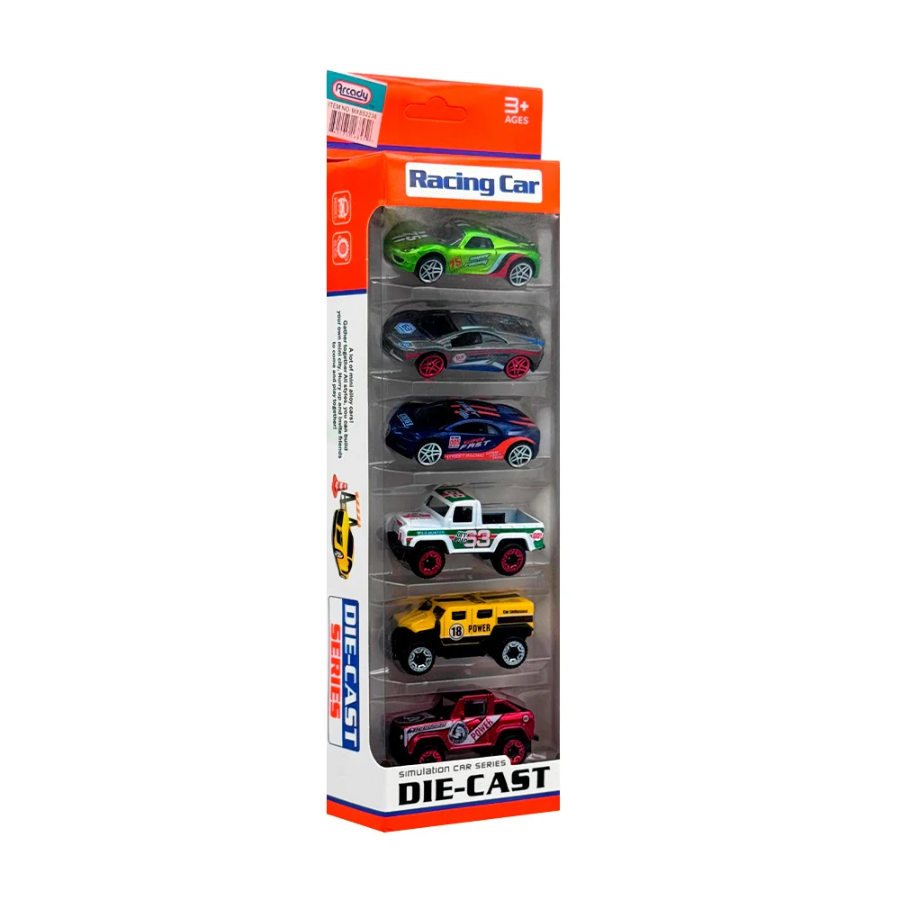 Paquete de seis mini coches de juguete infantiles, variedad de modelo…