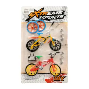 Blíster de dos mini bicicletas deportivas plásticas con piezas interc…