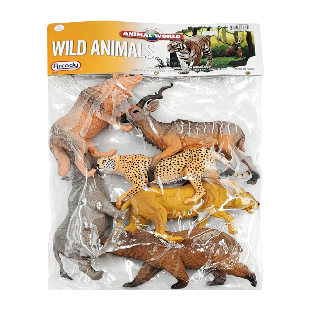 Blíster con 6 figuras de plástico en forma de animales salvajes, mode…