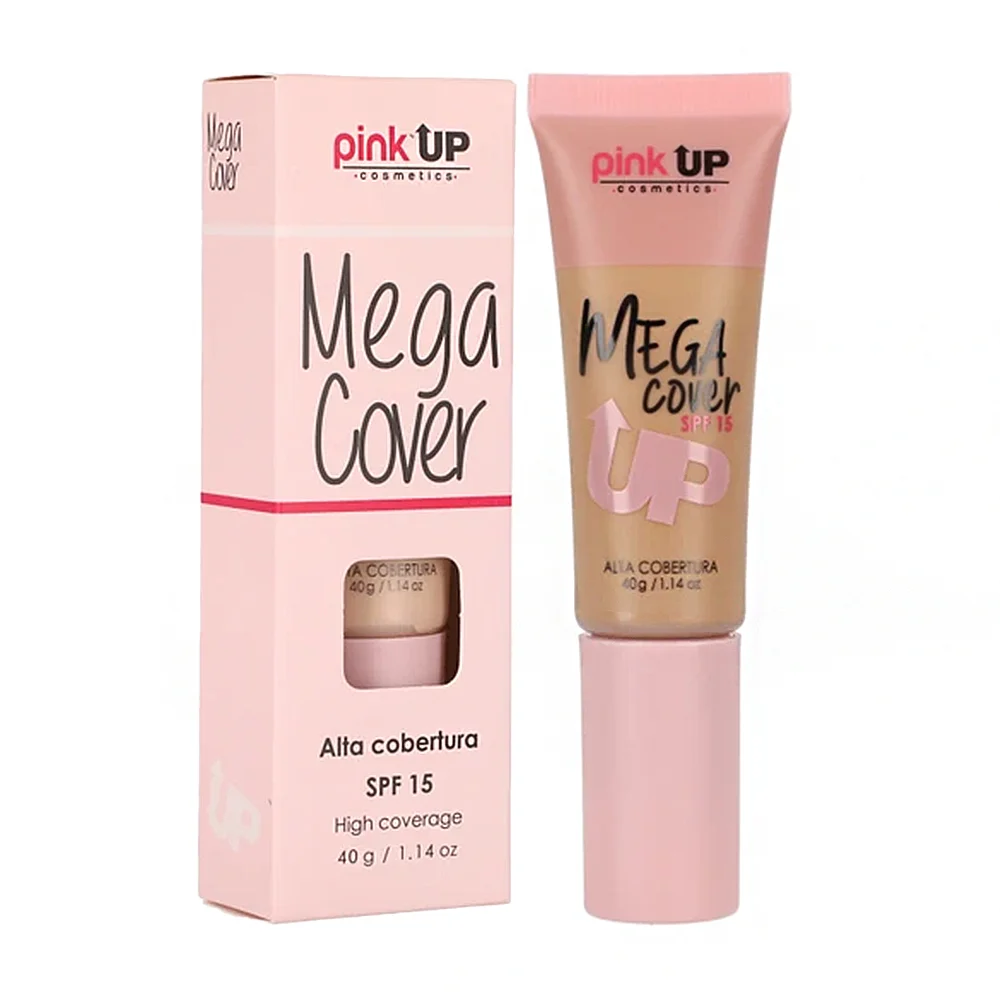 Base de maquillaje pink up de cobertura alta, fps15, tono tan 500, 40…