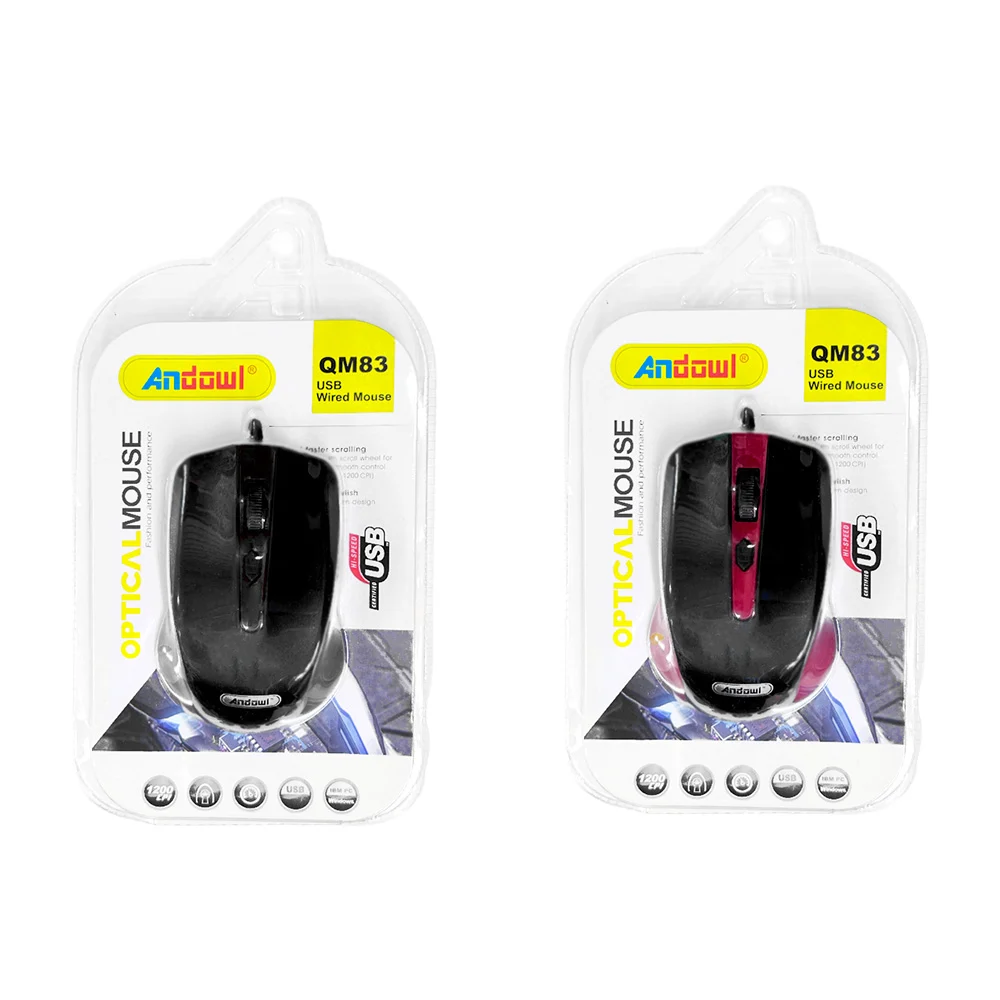 Mouse alámbrico andowl con cable usb y diseño ergonómico / qm83