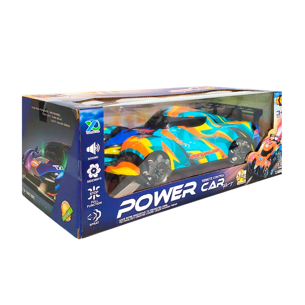 Carro deportivo a control remoto con luces y lanzador de spray / supe…