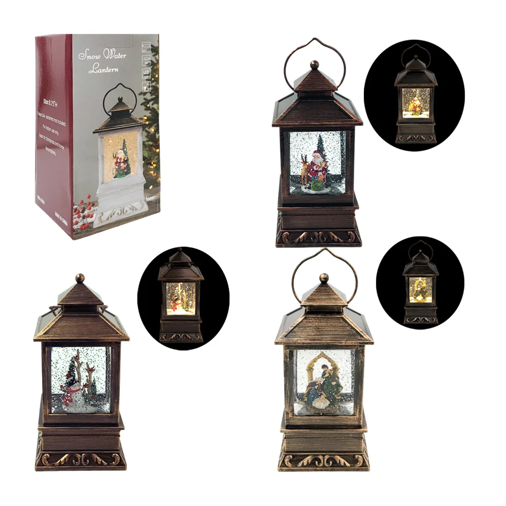 Adorno decorativo navideño lámpara vintage con figuras encapsuladas, …