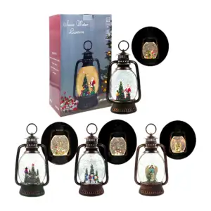 Adorno navideño musical vintage en forma de lámpara 32cm y figura enc…