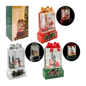 Adorno navideño musical en forma de regalo 19cm con figura encapsulad…