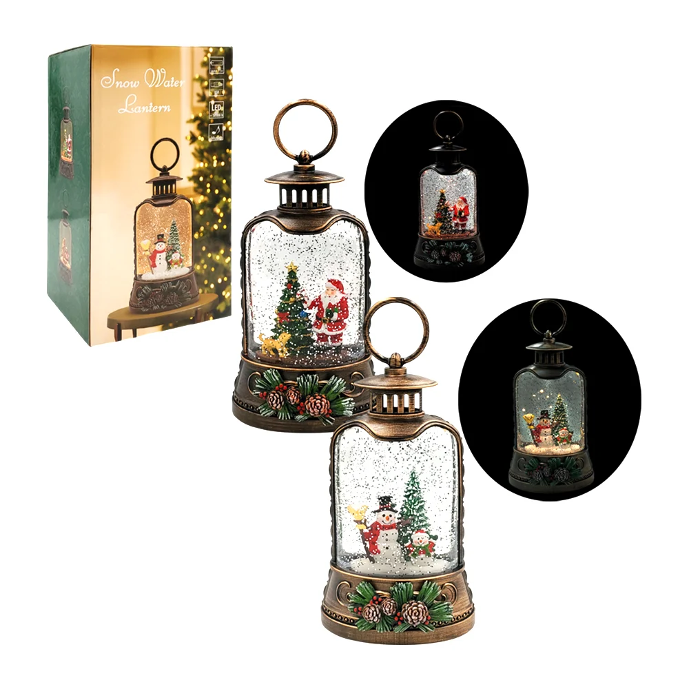 Adorno decorativo navideño en forma de lámpara vintage y figura encap…