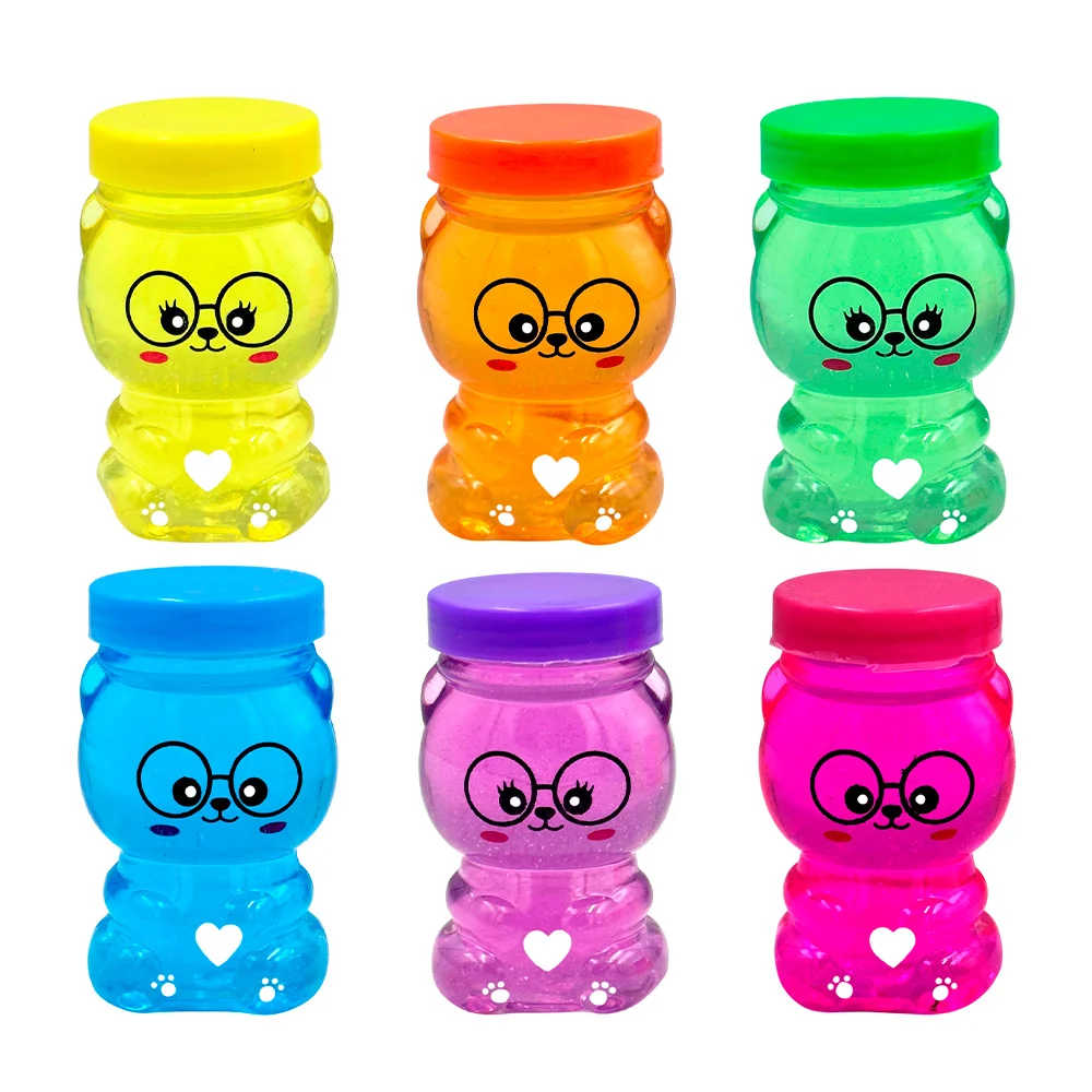 1pza Mini slime brillante con forma de osito con lentes, variedad de …