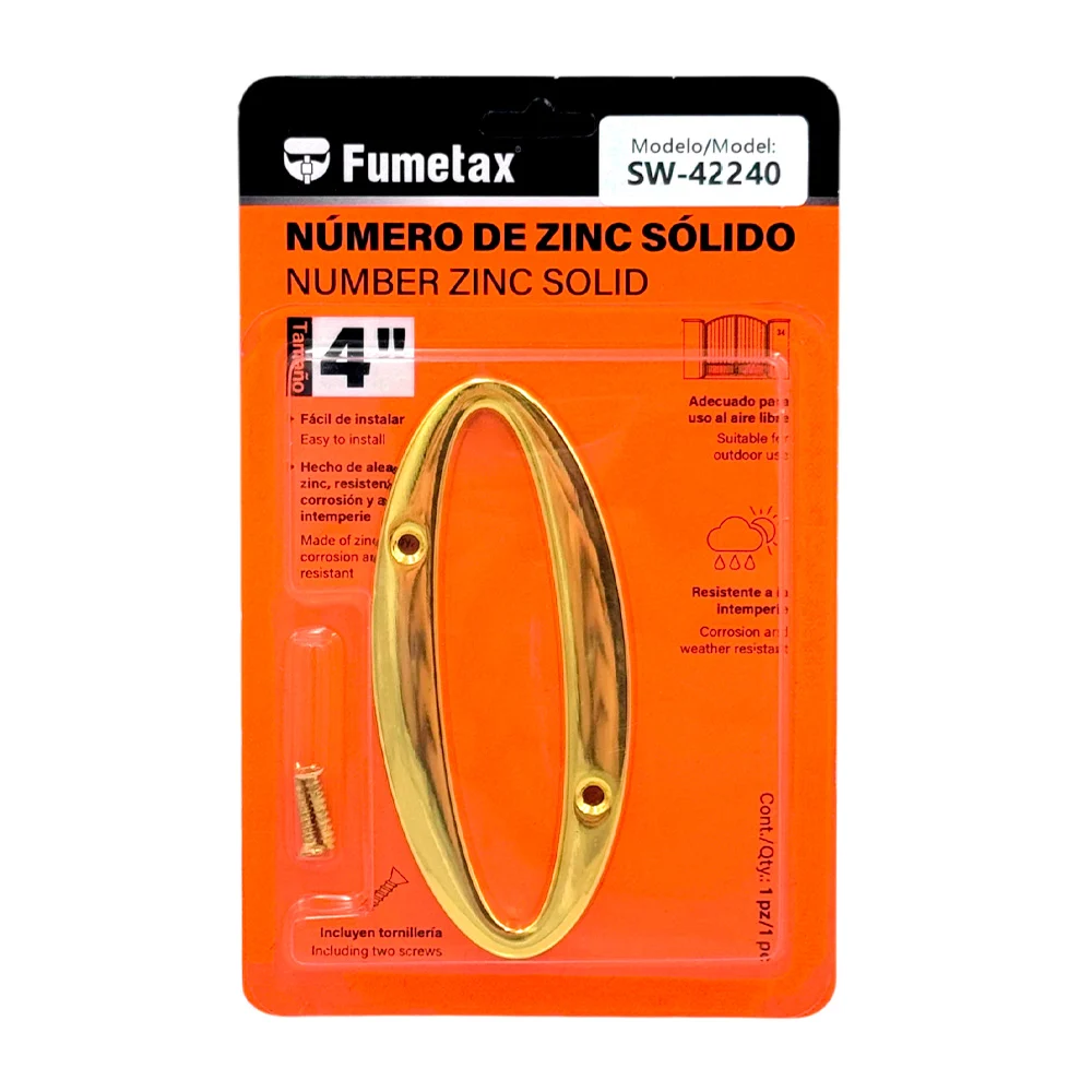 Número 0 de zinc sólido fumetax, 4in para exterior / sw-42240