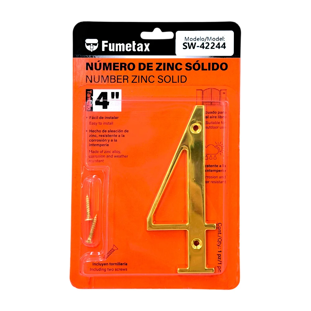 Número 4 de zinc sólido fumetax, 4in para exterior / sw-42244