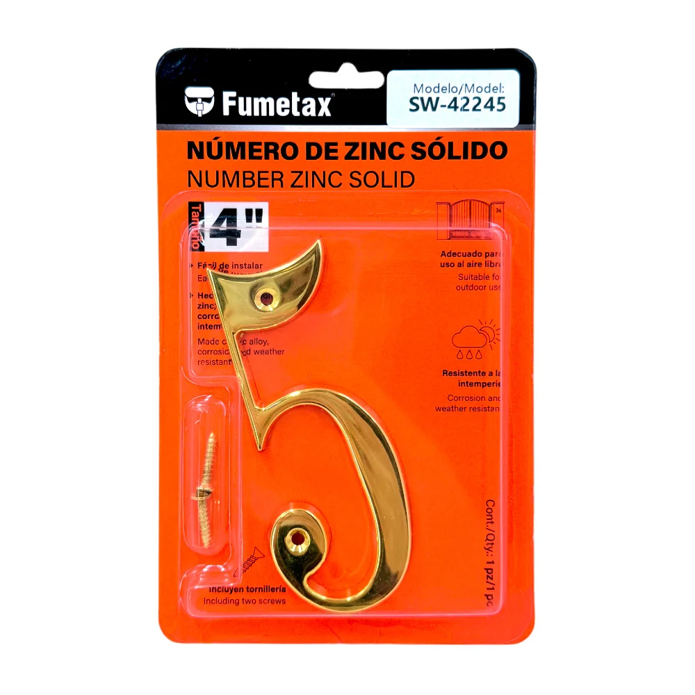 Número 5 de zinc sólido fumetax, 4in para exterior / sw-42245