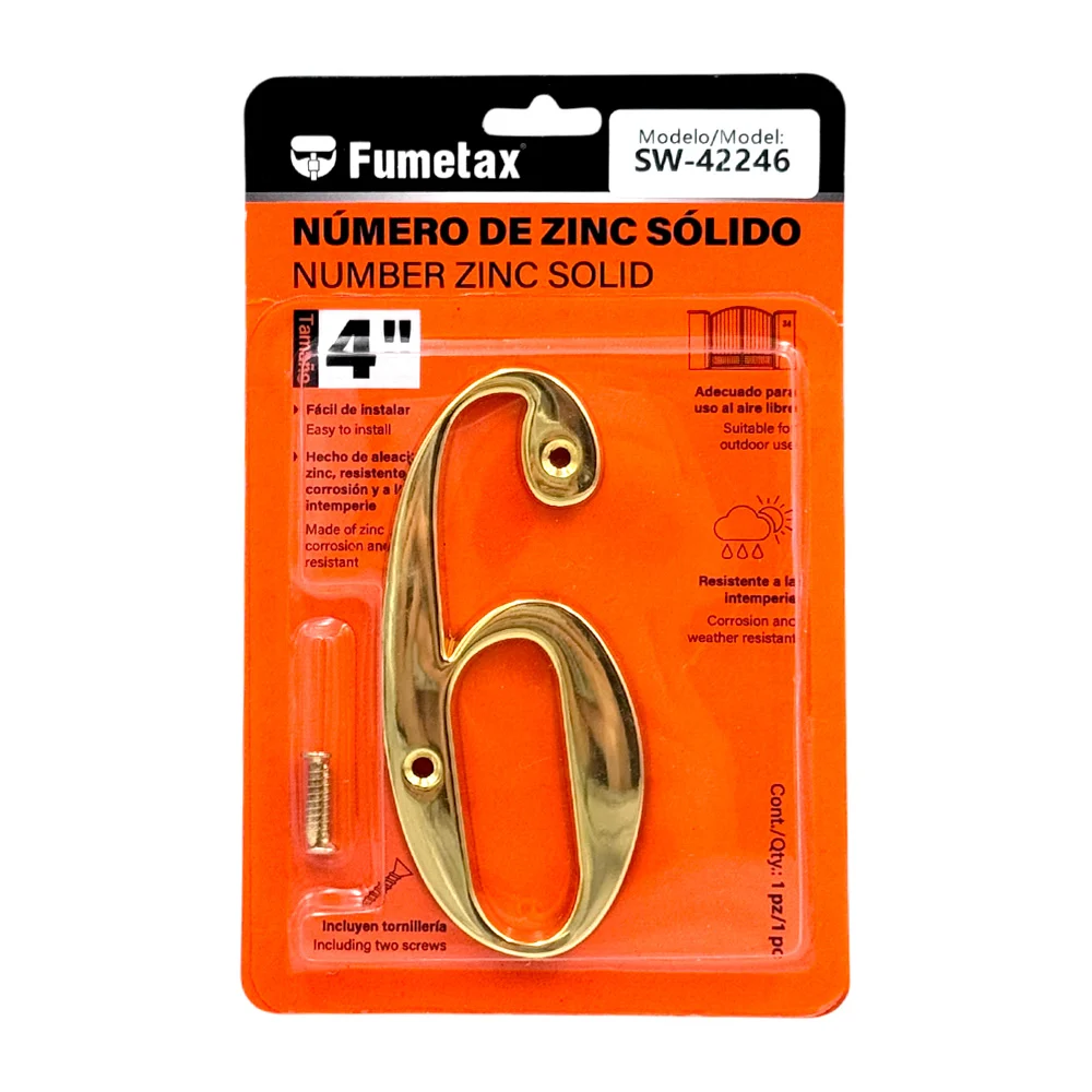 Número 6 de zinc sólido fumetax, 4in para exterior / sw-42246