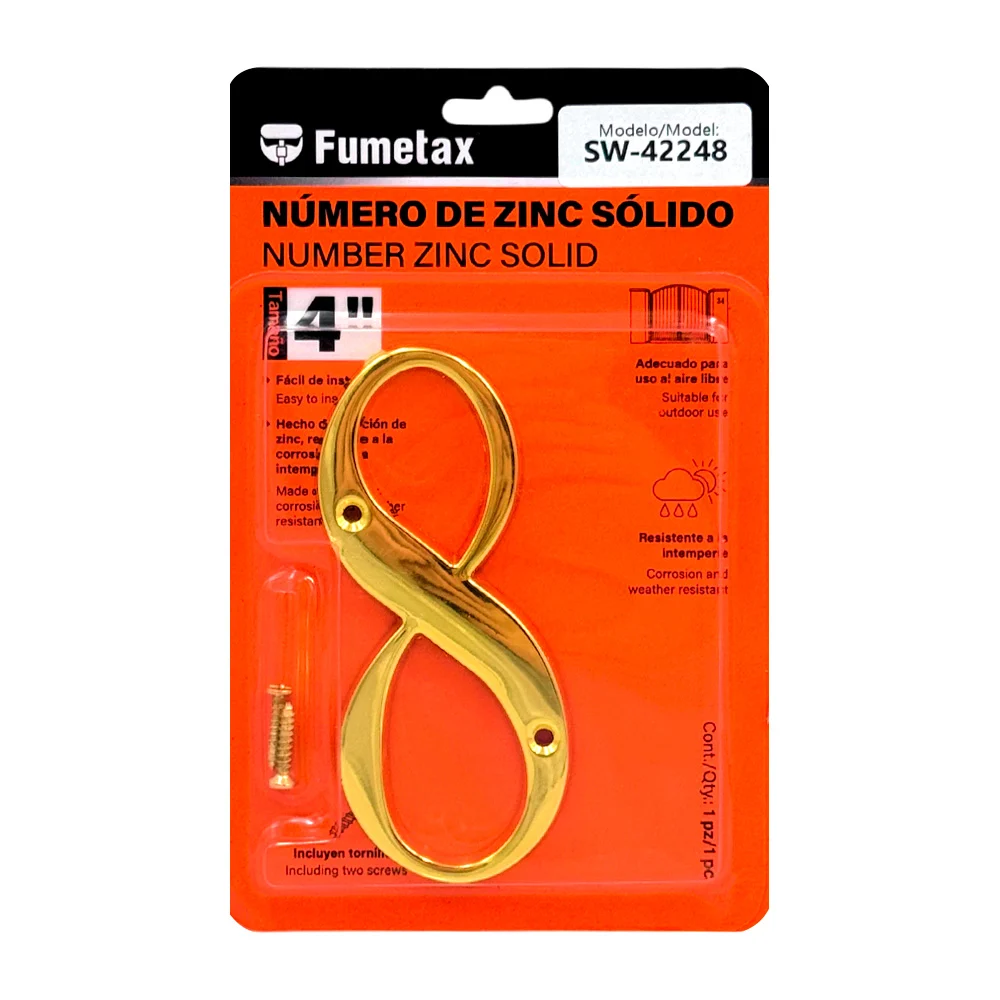 Número 8 de zinc sólido fumetax, 4in para exterior / sw-42248