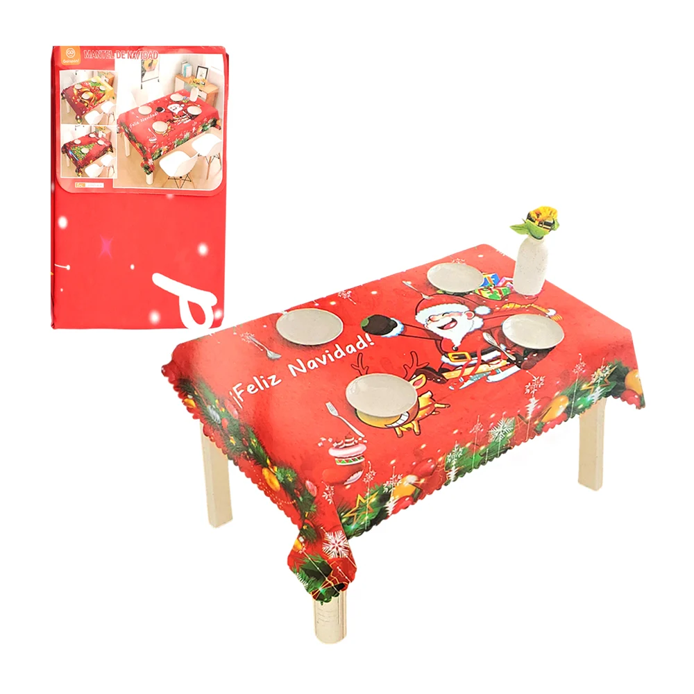 Mantel grande, rectangular de tela, con estampado navideño, variedad …