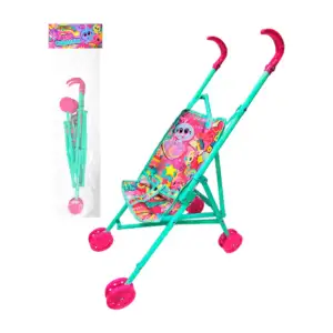 Carriola de juguete infantil, plegable, plástica, con estampado de pe…