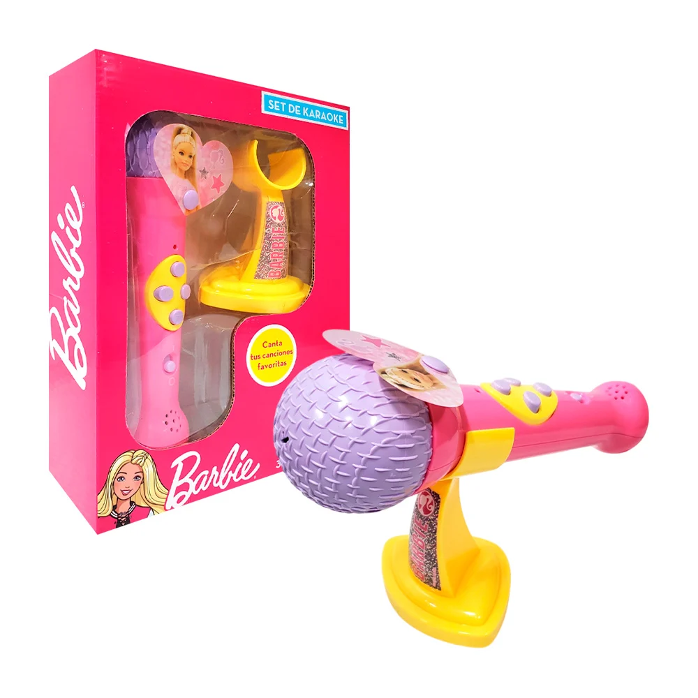 Micrófono de plástico de karaoke, botones de función y estampado de B…