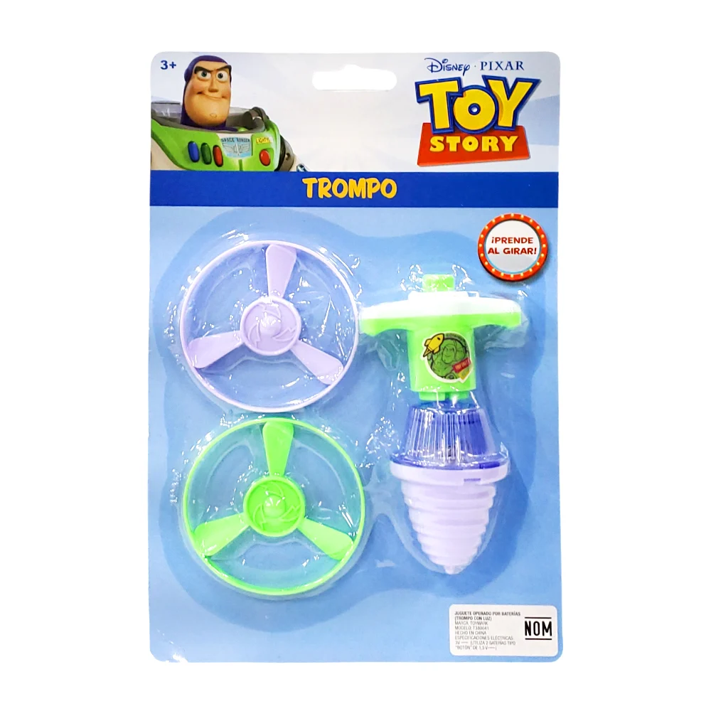 Blíster de trompo volador con dos aspas de plástico y estampado de pe…