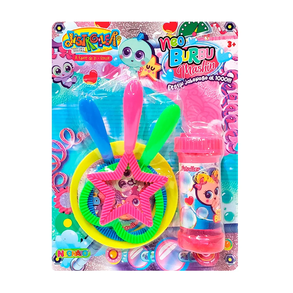 Set de burbujas con tazoncito y cucharas sopladoras con formas variad…