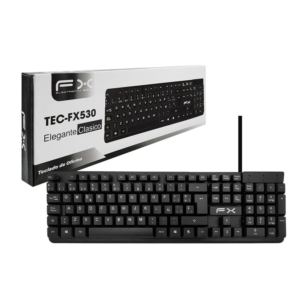 Teclado fx alámbrico con diseño clásico elegante para oficina / tec-f…
