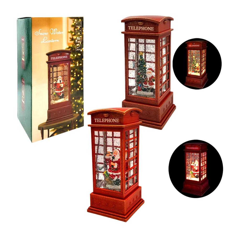 Adorno musical navideño, forma de cabina telefonica vintage y figura …