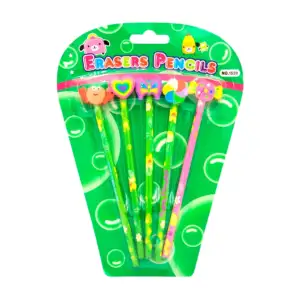 Paquete con 5 lápices de madera con borradores kawaii, variedad de mo…