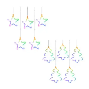 Serie guirnalda decorativa, en forma de pinos y estrellas led navideñ…