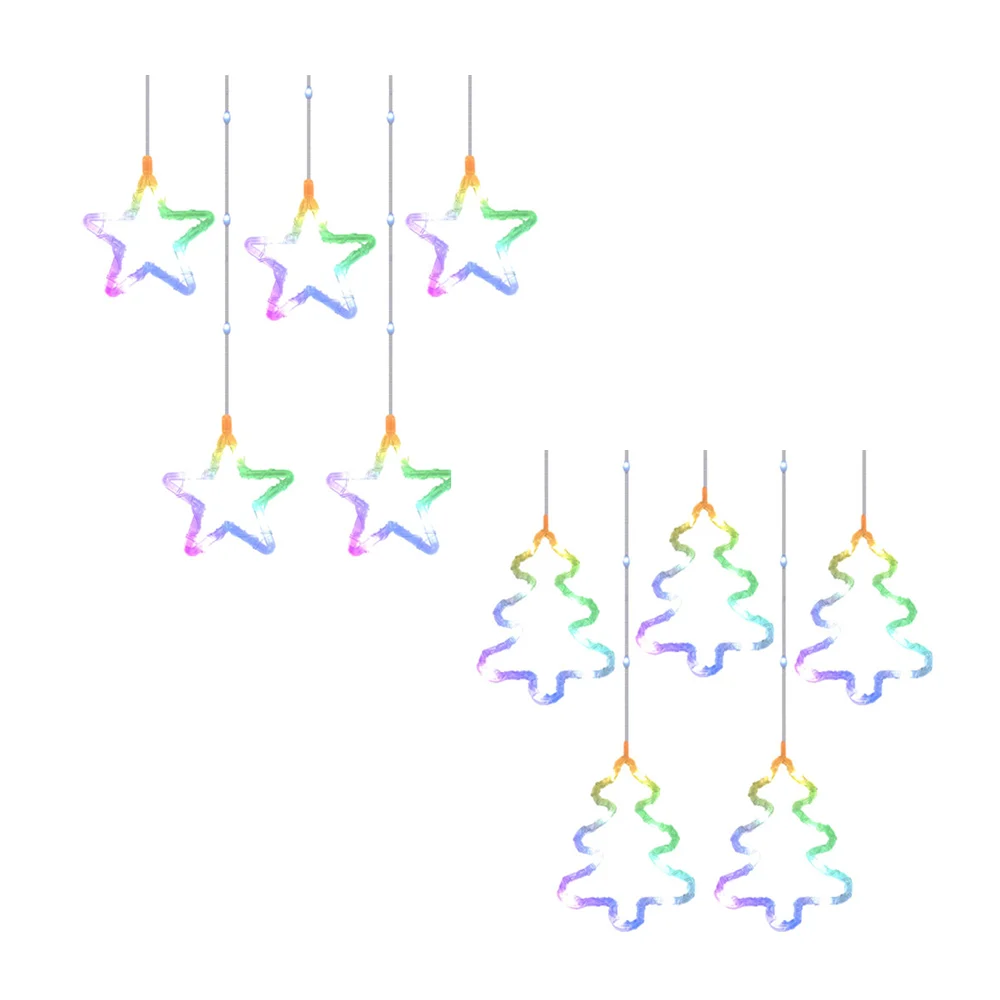 Serie guirnalda decorativa, en forma de pinos y estrellas led navideñ…