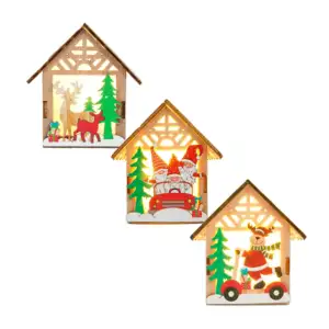 1pza Adorno colgante pequeño en forma de casita con personajes navide…